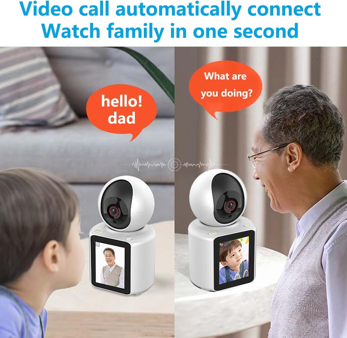 Cámara de video bidireccional para interiores para el hogar con pantalla HD de 2.8 pulgadas, WiFi para mascotas/gatos/perros/pájaros, cámara con aplicación de teléfono, visión nocturna, control de voz, detección de movimiento