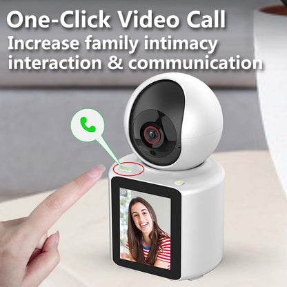 Cámara de video bidireccional para interiores para el hogar con pantalla HD de 2.8 pulgadas, WiFi para mascotas/gatos/perros/pájaros, cámara con aplicación de teléfono, visión nocturna, control de voz, detección de movimiento