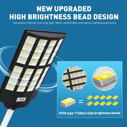Lámpara Solar LED 4000W | Iluminación Exterior Ultra Potente con Control Remoto