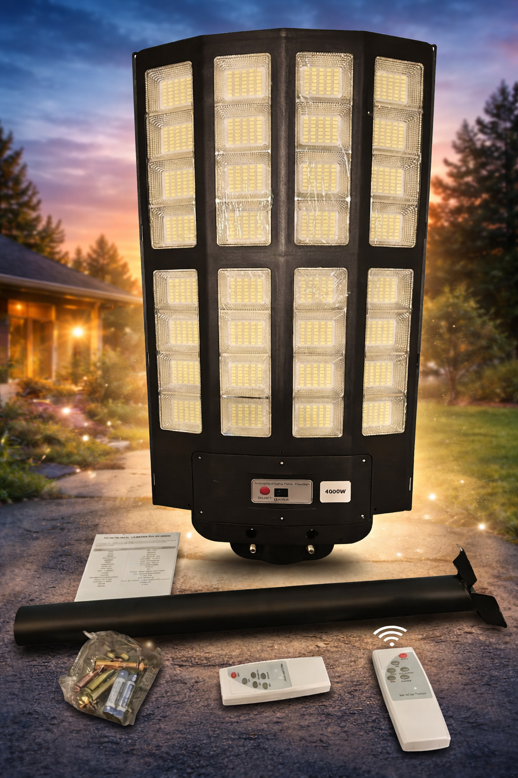 Lámpara Solar LED 4000W | Iluminación Exterior Ultra Potente con Control Remoto