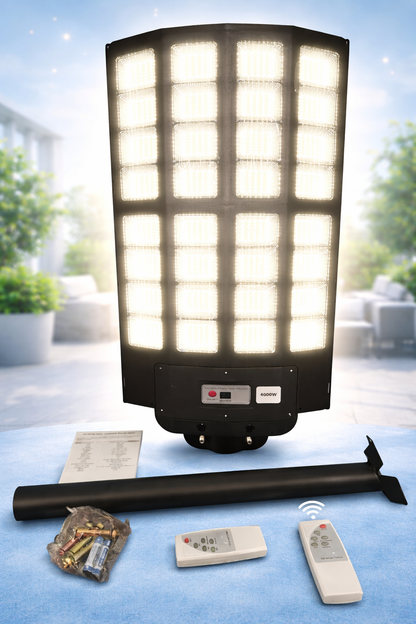 Lámpara Solar LED 4000W | Iluminación Exterior Ultra Potente con Control Remoto